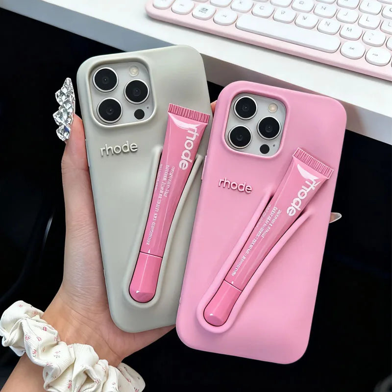 Hot Brand Lemontini Phone  Case for IPhone 11 12 13 14 15 16 Pro Max Plus 17 Air Makeup Lip Gloss Silicone Cover with Lip Glaze